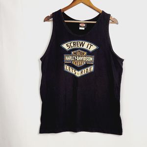 Harley Davidson Muscle Tank Screw It Lets Ride Black T-Shirt Sleeveless
